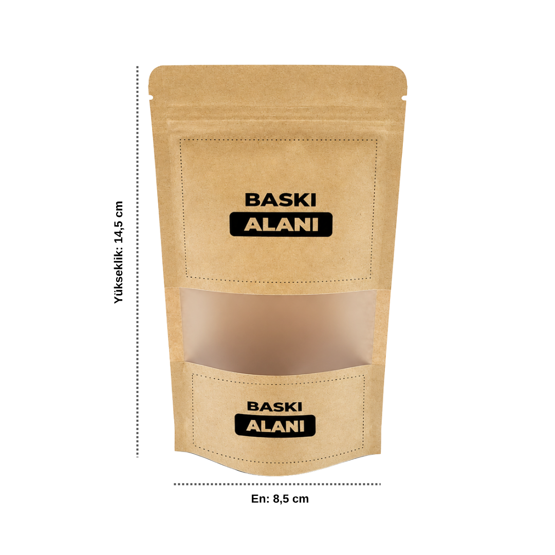 Pencereli Kraft Oval Doypack Baskılı