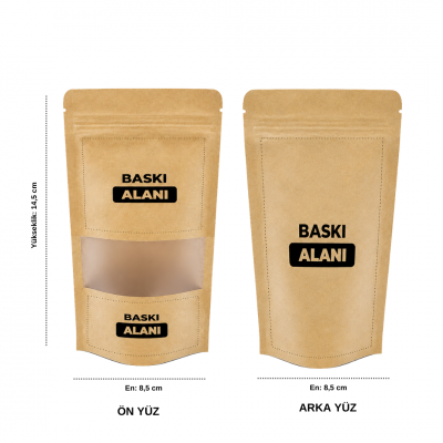Pencereli Kraft Oval Doypack Baskılı