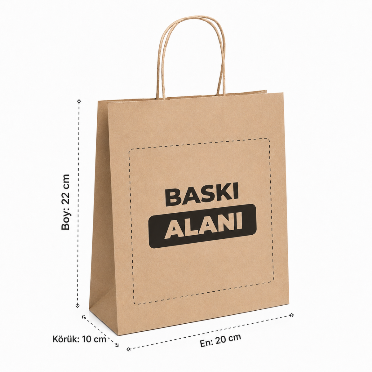 Burgu Saplı Kraft Çanta Baskılı