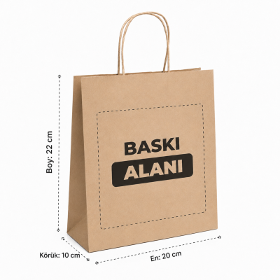 Burgu Saplı Kraft Çanta Baskılı