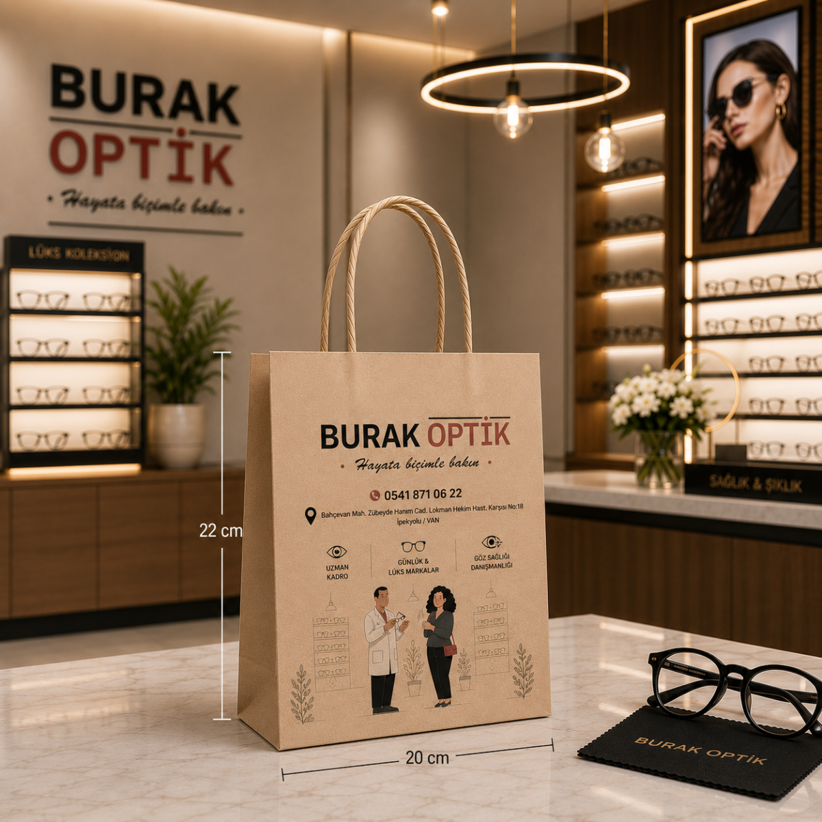 Burgu Saplı Kraft Çanta Baskılı