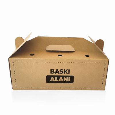 Oluklu Kraft Saplı Lahmacun Kutusu Baskılı